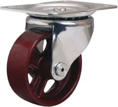 Hamilton - 4" Diam x 1-1/2" Wide x 5" OAH Top Plate Mount Swivel Caster - Cast Iron, 375 Lb Capacity, Plain Bore Bearing, 4 x 5-1/8" Plate - USA Tool & Supply