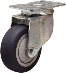 Hamilton - 3-1/2" Diam x 1-3/8" Wide x 4-13/16" OAH Top Plate Mount Swivel Caster - Rubber Mold on Polyolefin, 240 Lb Capacity, Precision Ball Bearing, 2-1/2 x 3-3/4" Plate - USA Tool & Supply