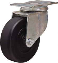 Hamilton - 4" Diam x 1-1/4" Wide x 5" OAH Top Plate Mount Swivel Caster - Hard Rubber, 250 Lb Capacity, Self-Lubricating Bearing, 2-1/2 x 3-3/4" Plate - USA Tool & Supply
