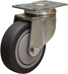 Hamilton - 4" Diam x 1-3/8" Wide x 5" OAH Top Plate Mount Swivel Caster - Rubber Mold on Polyolefin, 250 Lb Capacity, Precision Ball Bearing, 2-1/2 x 3-3/4" Plate - USA Tool & Supply