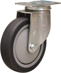 Hamilton - 5" Diam x 1-3/8" Wide x 6-1/16" OAH Top Plate Mount Swivel Caster - Rubber Mold on Polyolefin, 275 Lb Capacity, Precision Ball Bearing, 2-1/2 x 3-3/4" Plate - USA Tool & Supply