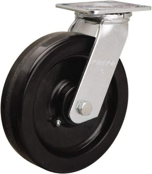 Hamilton - 8" Diam x 2" Wide x 9-1/2" OAH Top Plate Mount Swivel Caster - Phenolic, 900 Lb Capacity, Straight Roller Bearing, 4 x 4-1/2" Plate - USA Tool & Supply