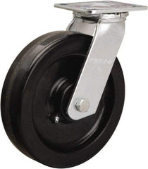 Hamilton - 8" Diam x 2" Wide x 9-1/2" OAH Top Plate Mount Swivel Caster - Phenolic, 900 Lb Capacity, Straight Roller Bearing, 4 x 4-1/2" Plate - USA Tool & Supply
