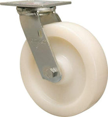 Hamilton - 8" Diam x 2" Wide x 9-1/2" OAH Top Plate Mount Swivel Caster - Nylon, 1,100 Lb Capacity, Sealed Precision Ball Bearing, 4 x 4-1/2" Plate - USA Tool & Supply