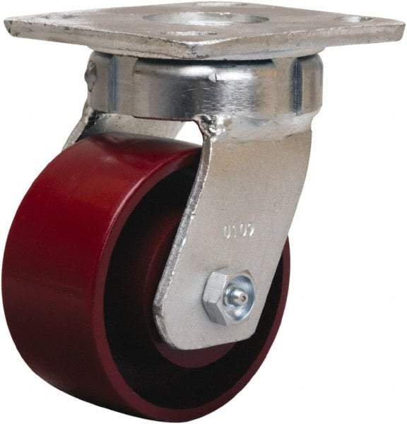 Hamilton - 4" Diam x 2" Wide x 5-5/8" OAH Top Plate Mount Swivel Caster - Cast Iron, 1,000 Lb Capacity, Sealed Precision Ball Bearing, 4 x 4-1/2" Plate - USA Tool & Supply