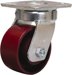 Hamilton - 4" Diam x 2" Wide x 5-5/8" OAH Top Plate Mount Swivel Caster - Cast Iron, 1,000 Lb Capacity, Sealed Precision Ball Bearing, 4 x 4-1/2" Plate - USA Tool & Supply