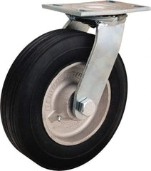 Hamilton - 10" Diam x 2-3/4" Wide, Rubber Swivel Caster - 700 Lb Capacity, Top Plate Mount, 4-1/2" x 6-1/4" Plate, Straight Roller Bearing - USA Tool & Supply