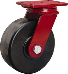 Hamilton - 8" Diam x 3" Wide x 10-1/8" OAH Top Plate Mount Swivel Caster - Phenolic, 2,200 Lb Capacity, Tapered Roller Bearing, 4-1/2 x 6-1/2" Plate - USA Tool & Supply