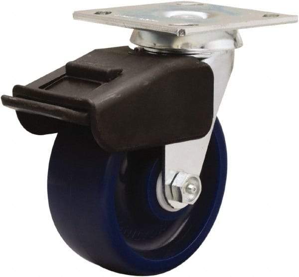 Hamilton - 5" Diam x 2" Wide x 6-1/2" OAH Top Plate Mount Swivel Caster - Polyurethane, 850 Lb Capacity, Precision Ball Bearing, 4 x 4-1/2" Plate - USA Tool & Supply
