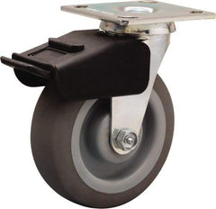 Hamilton - 6" Diam x 2" Wide x 7-1/2" OAH Top Plate Mount Swivel Caster - Rubber Mold on Polyolefin, 410 Lb Capacity, Straight Roller Bearing, 4 x 4-1/2" Plate - USA Tool & Supply