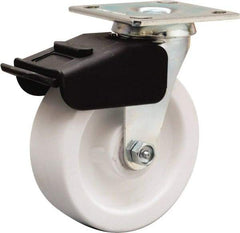 Hamilton - 6" Diam x 2" Wide x 7-1/2" OAH Top Plate Mount Swivel Caster - Polyolefin, 750 Lb Capacity, Delrin Bearing, 4 x 4-1/2" Plate - USA Tool & Supply