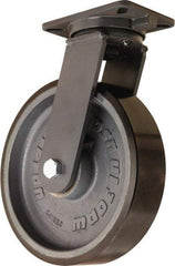 Hamilton - 12" Diam x 3" Wide x 15-1/2" OAH Top Plate Mount Swivel Caster - Polyurethane Mold onto Cast Iron Center, 4,000 Lb Capacity, Tapered Roller Bearing, 5-1/4 x 7-1/4" Plate - USA Tool & Supply