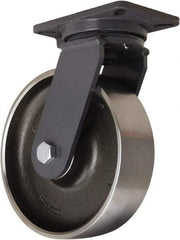 Hamilton - 10" Diam x 3" Wide x 12-1/2" OAH Top Plate Mount Swivel Caster - Forged Steel, 3,500 Lb Capacity, Sealed Precision Ball Bearing, 5-1/4 x 7-1/4" Plate - USA Tool & Supply