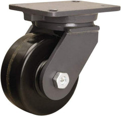 Hamilton - 6" Diam x 2-1/2" Wide x 8" OAH Top Plate Mount Swivel Caster - Phenolic, 1,800 Lb Capacity, Straight Roller Bearing, 5-1/4 x 7-1/4" Plate - USA Tool & Supply