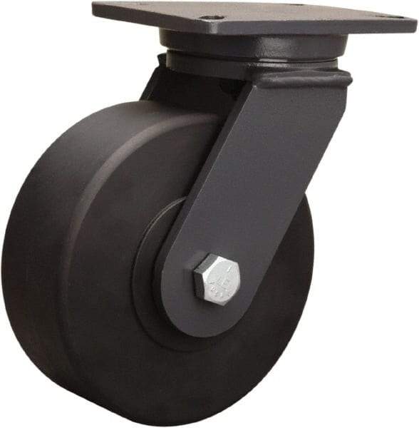 Hamilton - 8" Diam x 3" Wide x 10-1/2" OAH Top Plate Mount Swivel Caster - Nylon, 4,000 Lb Capacity, Sealed Precision Ball Bearing, 5-1/4 x 7-1/4" Plate - USA Tool & Supply