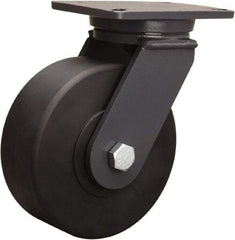 Hamilton - 8" Diam x 3" Wide x 10-1/2" OAH Top Plate Mount Swivel Caster - Nylon, 4,000 Lb Capacity, Sealed Precision Ball Bearing, 5-1/4 x 7-1/4" Plate - USA Tool & Supply