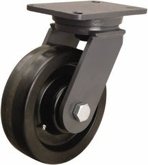 Hamilton - 8" Diam x 2-1/2" Wide x 10-1/2" OAH Top Plate Mount Swivel Caster - Phenolic, 2,000 Lb Capacity, Straight Roller Bearing, 5-1/4 x 7-1/4" Plate - USA Tool & Supply