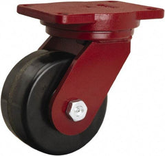 Hamilton - 6" Diam x 3" Wide x 8-1/2" OAH Top Plate Mount Swivel Caster - Phenolic, 2,000 Lb Capacity, Tapered Roller Bearing, 6-1/8 x 7-1/2" Plate - USA Tool & Supply
