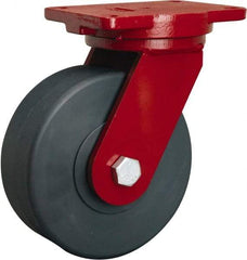 Hamilton - 8" Diam x 3" Wide x 10-1/2" OAH Top Plate Mount Swivel Caster - Nylon, 5,000 Lb Capacity, Sealed Precision Ball Bearing, 6-1/8 x 7-1/2" Plate - USA Tool & Supply