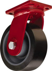 Hamilton - 12" Diam x 4" Wide x 15-1/2" OAH Top Plate Mount Swivel Caster - Polyurethane Mold on Forged Steel, 7,800 Lb Capacity, Tapered Roller Bearing, 6-1/2 x 7-1/2" Plate - USA Tool & Supply