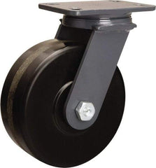 Hamilton - 8" Diam x 3" Wide x 10-1/4" OAH Top Plate Mount Swivel Caster - Phenolic, 2,400 Lb Capacity, Tapered Roller Bearing, 4-1/2 x 6-1/2" Plate - USA Tool & Supply