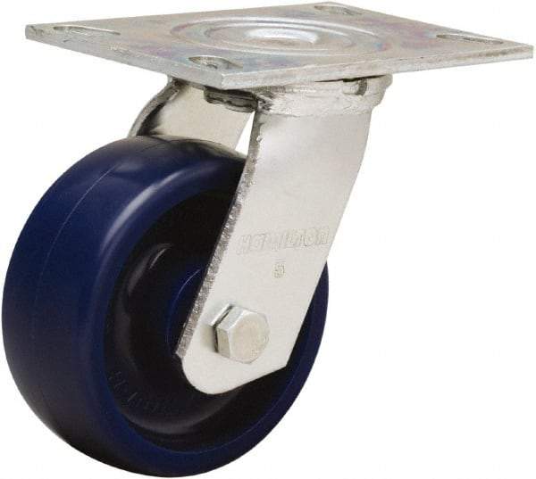 Hamilton - 5" Diam x 2" Wide x 6-1/2" OAH Top Plate Mount Swivel Caster - Polyurethane, 900 Lb Capacity, Sealed Precision Ball Bearing, 4-1/2 x 6-1/4" Plate - USA Tool & Supply