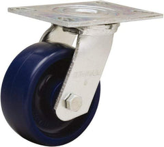 Hamilton - 5" Diam x 2" Wide x 6-1/2" OAH Top Plate Mount Swivel Caster - Polyurethane, 900 Lb Capacity, Sealed Precision Ball Bearing, 4-1/2 x 6-1/4" Plate - USA Tool & Supply