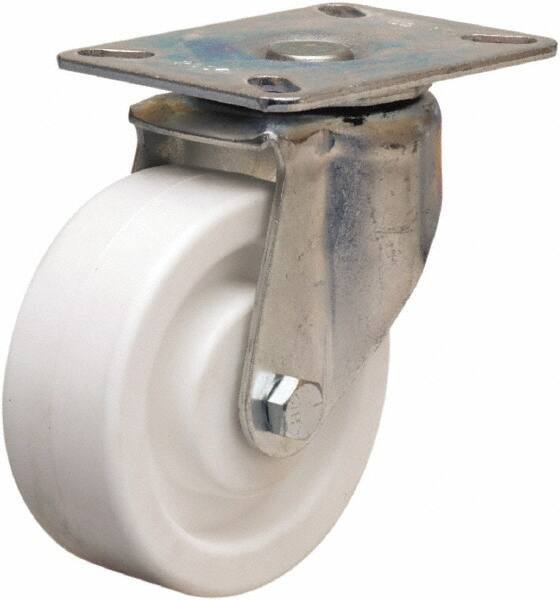 Hamilton - 4" Diam x 1-1/2" Wide x 5-1/16" OAH Top Plate Mount Swivel Caster - Polyolefin, 400 Lb Capacity, Plain Bore Bearing, 3-1/8 x 4-1/8" Plate - USA Tool & Supply