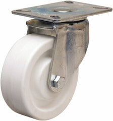 Hamilton - 4" Diam x 1-1/2" Wide x 5-1/16" OAH Top Plate Mount Swivel Caster - Polyolefin, 400 Lb Capacity, Plain Bore Bearing, 3-1/8 x 4-1/8" Plate - USA Tool & Supply