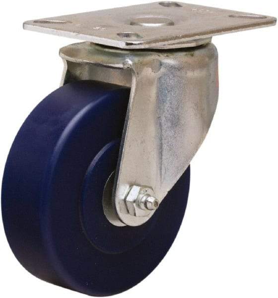 Hamilton - 4" Diam x 1-1/4" Wide x 5-1/16" OAH Top Plate Mount Swivel Caster - Polyurethane, 400 Lb Capacity, Straight Roller Bearing, 3-1/8 x 4-1/8" Plate - USA Tool & Supply