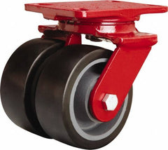 Hamilton - 5" Diam x 2" Wide x 6-3/4" OAH Top Plate Mount Swivel Caster - Polyurethane Mold onto Cast Iron Center, 2,720 Lb Capacity, Sealed Precision Ball Bearing, 4-1/2 x 6-1/2" Plate - USA Tool & Supply