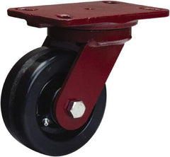 Hamilton - 5" Diam x 2" Wide x 6-3/4" OAH Top Plate Mount Swivel Caster - Phenolic, 1,000 Lb Capacity, Straight Roller Bearing, 4-1/2 x 6-1/2" Plate - USA Tool & Supply