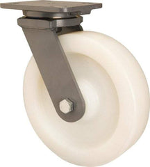 Hamilton - 5" Diam x 2" Wide x 6-3/4" OAH Top Plate Mount Swivel Caster - Nylon, Sealed Precision Ball Bearing, 4-1/2 x 6-1/2" Plate - USA Tool & Supply