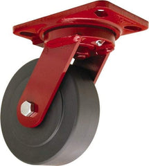 Hamilton - 6" Diam x 2" Wide x 7-3/4" OAH Top Plate Mount Swivel Caster - Nylon, 2,000 Lb Capacity, Sealed Precision Ball Bearing, 4-1/2 x 6-1/2" Plate - USA Tool & Supply