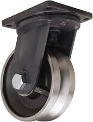 Hamilton - 10" Diam x 4" Wide, Forged Steel Swivel Caster - 16,000 Lb Capacity, Top Plate Mount, 8-1/2" x 8-1/2" Plate, Straight Roller Bearing - USA Tool & Supply