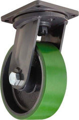 Hamilton - 16" Diam x 4" Wide x 19-1/2" OAH Top Plate Mount Swivel Caster - Polyurethane Mold onto Cast Iron Center, 5,500 Lb Capacity, Tapered Roller Bearing, 8-1/2 x 8-1/2" Plate - USA Tool & Supply