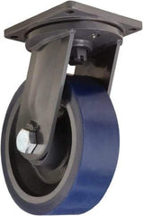 Hamilton - 12" Diam x 4" Wide x 15-1/2" OAH Top Plate Mount Swivel Caster - Polyurethane Mold on Forged Steel, 7,200 Lb Capacity, Tapered Roller Bearing, 8-1/2 x 8-1/2" Plate - USA Tool & Supply