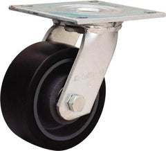 Hamilton - 5" Diam x 2" Wide x 6-1/2" OAH Top Plate Mount Swivel Caster - Polyurethane Mold onto Cast Iron Center, 900 Lb Capacity, Sealed Precision Ball Bearing, 5 x 5-1/2" Plate - USA Tool & Supply