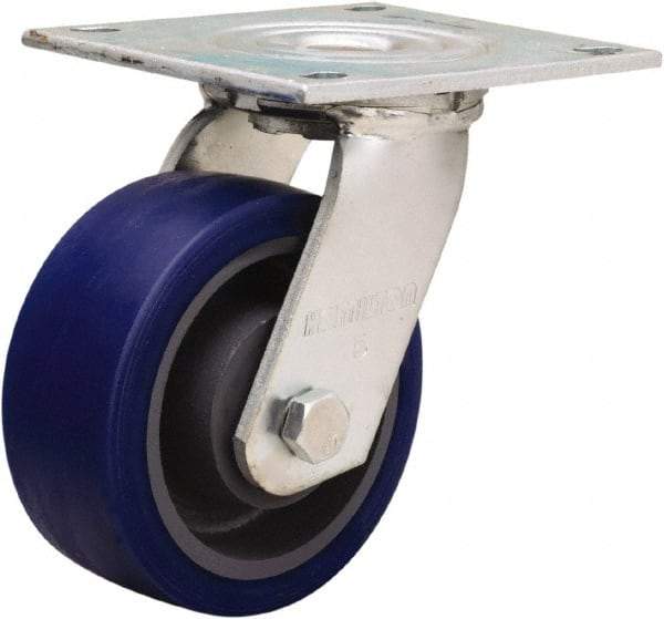 Hamilton - 5" Diam x 2" Wide x 6-1/2" OAH Top Plate Mount Swivel Caster - Polyurethane Mold onto Cast Iron Center, 840 Lb Capacity, Sealed Precision Ball Bearing, 5 x 5-1/2" Plate - USA Tool & Supply