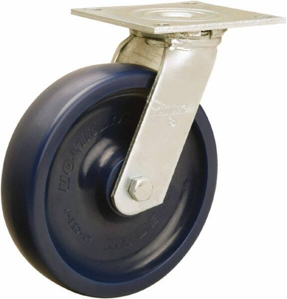 Hamilton - 8" Diam x 2" Wide x 9-1/2" OAH Top Plate Mount Swivel Caster - Polyurethane, 900 Lb Capacity, Sealed Precision Ball Bearing, 5 x 5-1/2" Plate - USA Tool & Supply