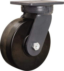 Hamilton - 8" Diam x 3" Wide x 10-1/2" OAH Top Plate Mount Swivel Caster - Phenolic, 3,000 Lb Capacity, Straight Roller Bearing, 5-1/4 x 7-1/4" Plate - USA Tool & Supply