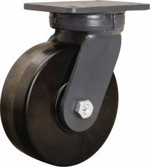 Hamilton - 8" Diam x 3" Wide x 10-1/2" OAH Top Plate Mount Swivel Caster - Phenolic, 3,000 Lb Capacity, Tapered Roller Bearing, 5-1/4 x 7-1/4" Plate - USA Tool & Supply