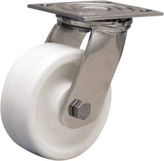 Hamilton - 5" Diam x 2" Wide x 6-1/2" OAH Top Plate Mount Swivel Caster - Polyolefin, 650 Lb Capacity, Delrin Bearing, 3-3/4 x 4-1/2" Plate - USA Tool & Supply