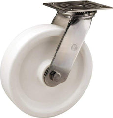 Hamilton - 8" Diam x 2" Wide x 9-1/2" OAH Top Plate Mount Swivel Caster - Polyolefin, 800 Lb Capacity, Delrin Bearing, 3-3/4 x 4-1/2" Plate - USA Tool & Supply