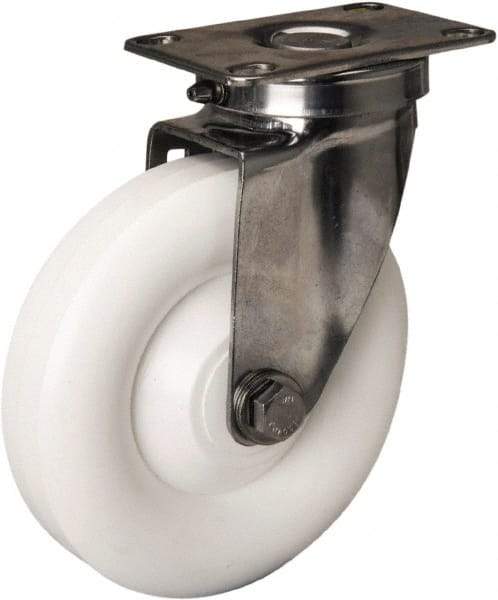 Hamilton - 5" Diam x 1-3/8" Wide x 6-1/4" OAH Top Plate Mount Swivel Caster - Polyolefin, 300 Lb Capacity, Plain Bore Bearing, 2-3/8 x 3-5/8" Plate - USA Tool & Supply