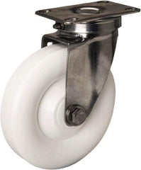 Hamilton - 5" Diam x 1-3/8" Wide x 6-1/4" OAH Top Plate Mount Swivel Caster - Polyolefin, 300 Lb Capacity, Plain Bore Bearing, 2-3/8 x 3-5/8" Plate - USA Tool & Supply