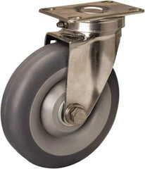 Hamilton - 5" Diam x 1-3/8" Wide x 6-1/4" OAH Top Plate Mount Swivel Caster - Rubber Mold on Polyolefin, 275 Lb Capacity, Delrin Bearing, 2-3/8 x 3-5/8" Plate - USA Tool & Supply