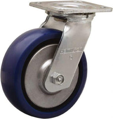 Hamilton - 6" Diam x 2" Wide x 7-1/2" OAH Top Plate Mount Swivel Caster - Polyurethane, 900 Lb Capacity, Sealed Precision Ball Bearing, 4 x 4-1/2" Plate - USA Tool & Supply