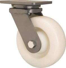 Hamilton - 6" Diam x 2" Wide x 7-1/2" OAH Top Plate Mount Swivel Caster - Nylon, Sealed Precision Ball Bearing, 4 x 5" Plate - USA Tool & Supply