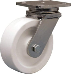 Hamilton - 6" Diam x 2" Wide x 7-1/2" OAH Top Plate Mount Swivel Caster - Polyolefin, 750 Lb Capacity, Delrin Bearing, 4 x 5" Plate - USA Tool & Supply